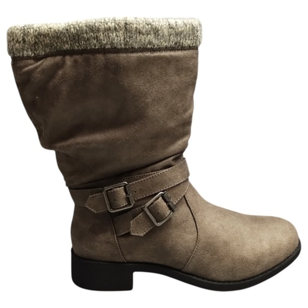 Torrid Sweater Trim Moto Boots Womens US 9 Gray Almond Toe Side Zipper‎ 13760690